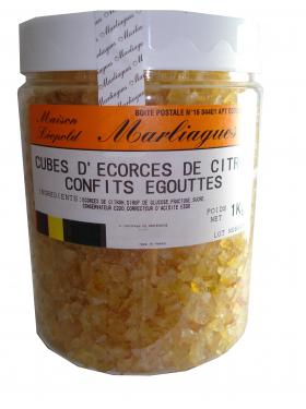 CUBES D'ECORCES DE CITRON CONFITS EGOUTTES 1 kg Marliagues